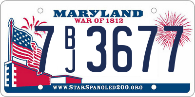 MD license plate 7BJ3677