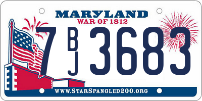 MD license plate 7BJ3683