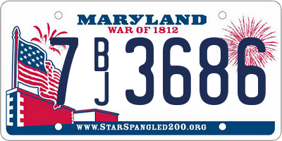 MD license plate 7BJ3686
