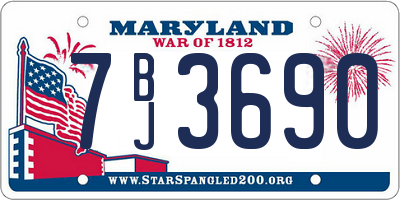 MD license plate 7BJ3690
