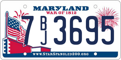 MD license plate 7BJ3695