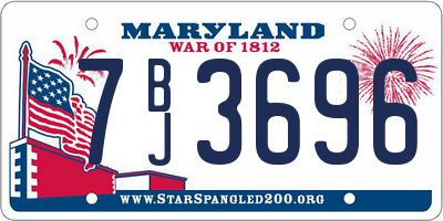 MD license plate 7BJ3696