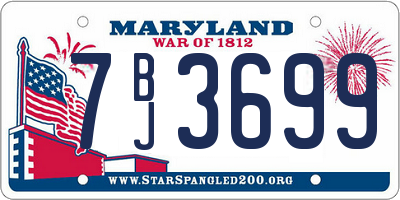MD license plate 7BJ3699
