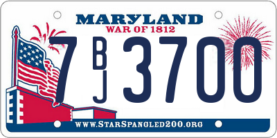 MD license plate 7BJ3700