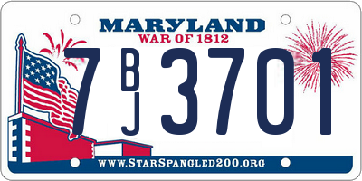 MD license plate 7BJ3701