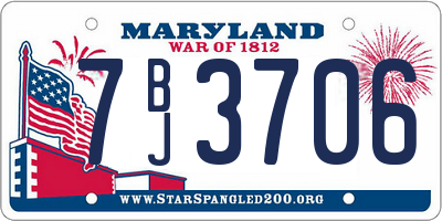 MD license plate 7BJ3706