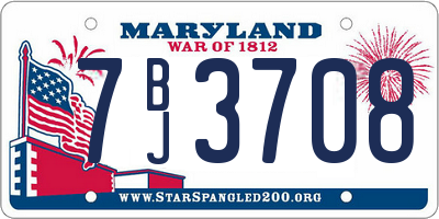 MD license plate 7BJ3708
