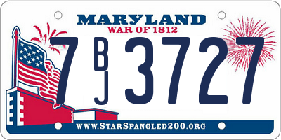 MD license plate 7BJ3727