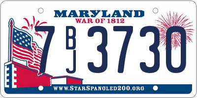 MD license plate 7BJ3730