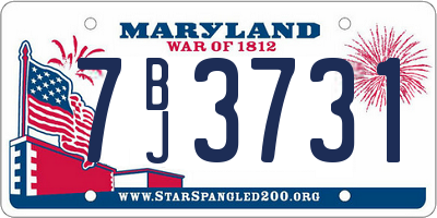 MD license plate 7BJ3731