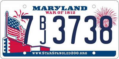 MD license plate 7BJ3738