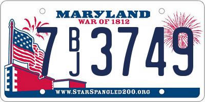 MD license plate 7BJ3749