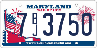 MD license plate 7BJ3750