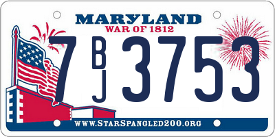 MD license plate 7BJ3753