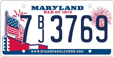MD license plate 7BJ3769