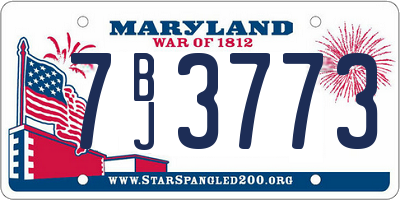 MD license plate 7BJ3773