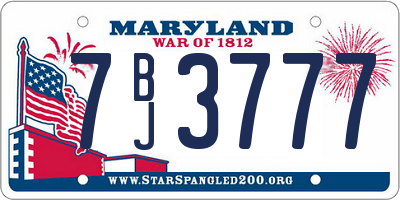 MD license plate 7BJ3777