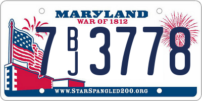 MD license plate 7BJ3778