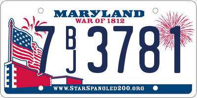 MD license plate 7BJ3781