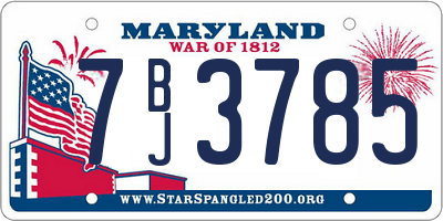 MD license plate 7BJ3785