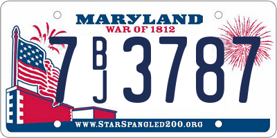 MD license plate 7BJ3787
