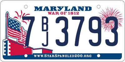 MD license plate 7BJ3793