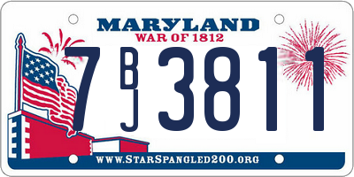 MD license plate 7BJ3811