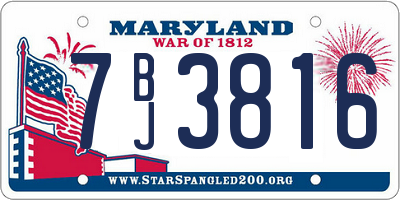 MD license plate 7BJ3816