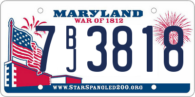 MD license plate 7BJ3818