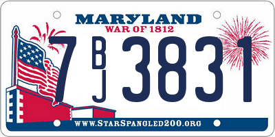 MD license plate 7BJ3831