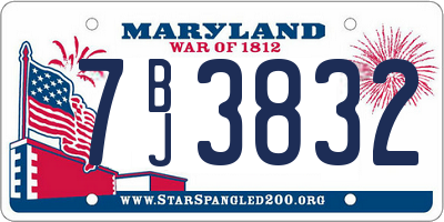 MD license plate 7BJ3832