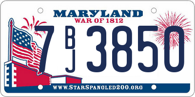 MD license plate 7BJ3850