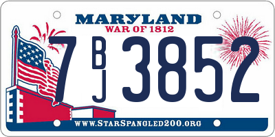 MD license plate 7BJ3852