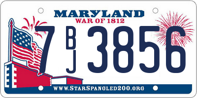 MD license plate 7BJ3856