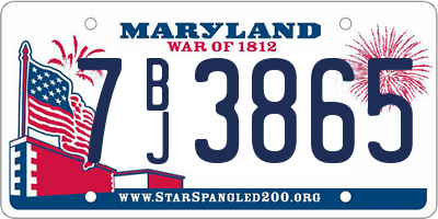 MD license plate 7BJ3865
