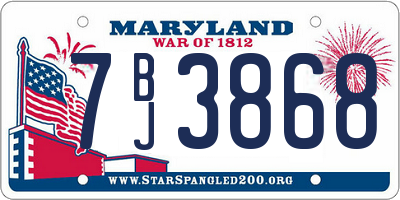 MD license plate 7BJ3868