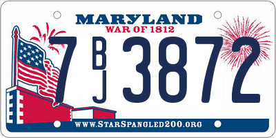 MD license plate 7BJ3872