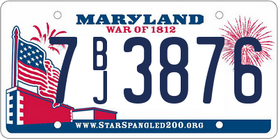 MD license plate 7BJ3876