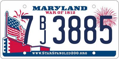 MD license plate 7BJ3885