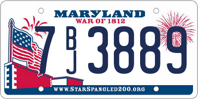 MD license plate 7BJ3889