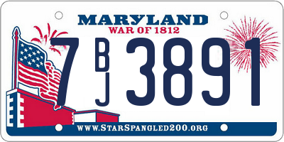 MD license plate 7BJ3891
