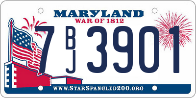 MD license plate 7BJ3901