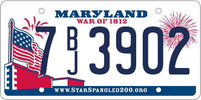 MD license plate 7BJ3902