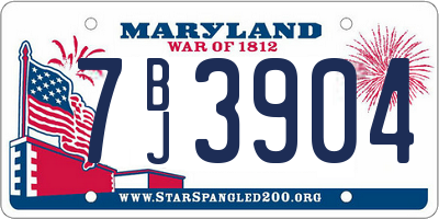 MD license plate 7BJ3904