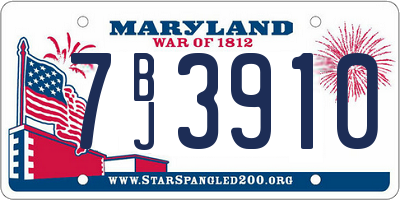 MD license plate 7BJ3910