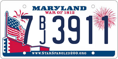 MD license plate 7BJ3911