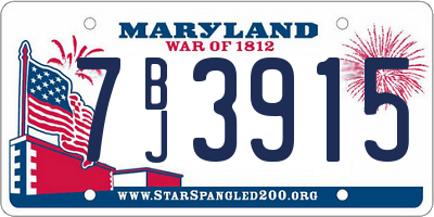 MD license plate 7BJ3915