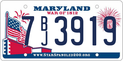 MD license plate 7BJ3919