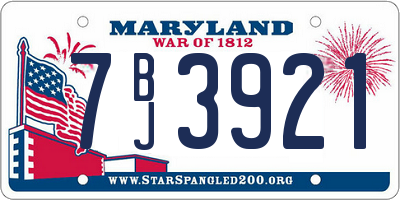 MD license plate 7BJ3921