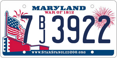 MD license plate 7BJ3922